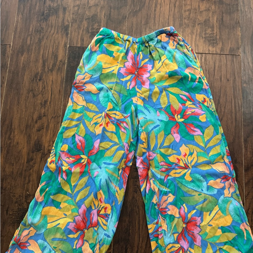 Kids Floral Tropical Pajama Pants - Green